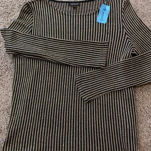 Topshop Black and Silver Striped Knit Top